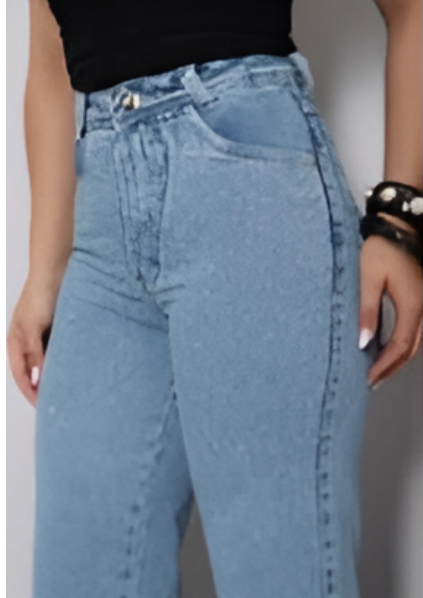 Calça Wide Leg Jeans Claro Premium — foto 3