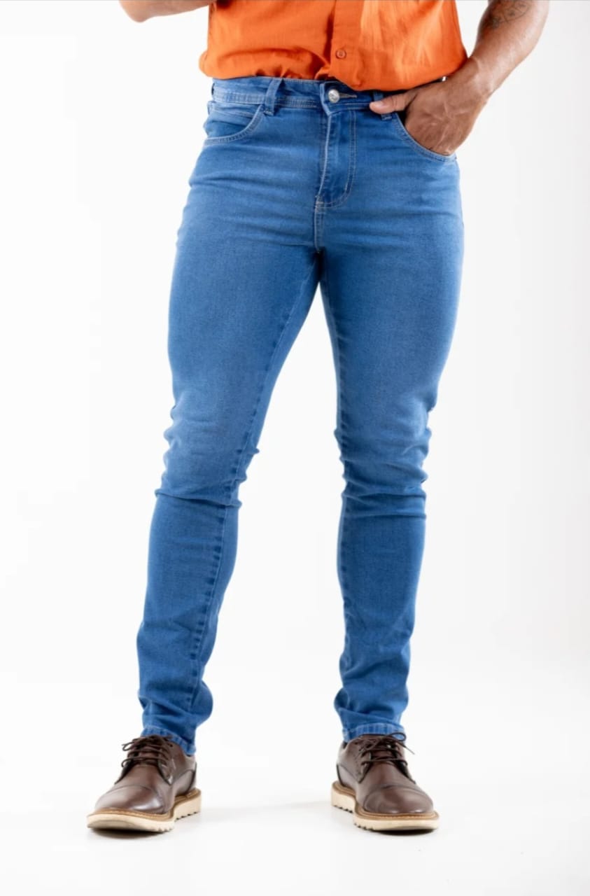 Calça Jeans Skinny Azul Claro Clássica — foto 3
